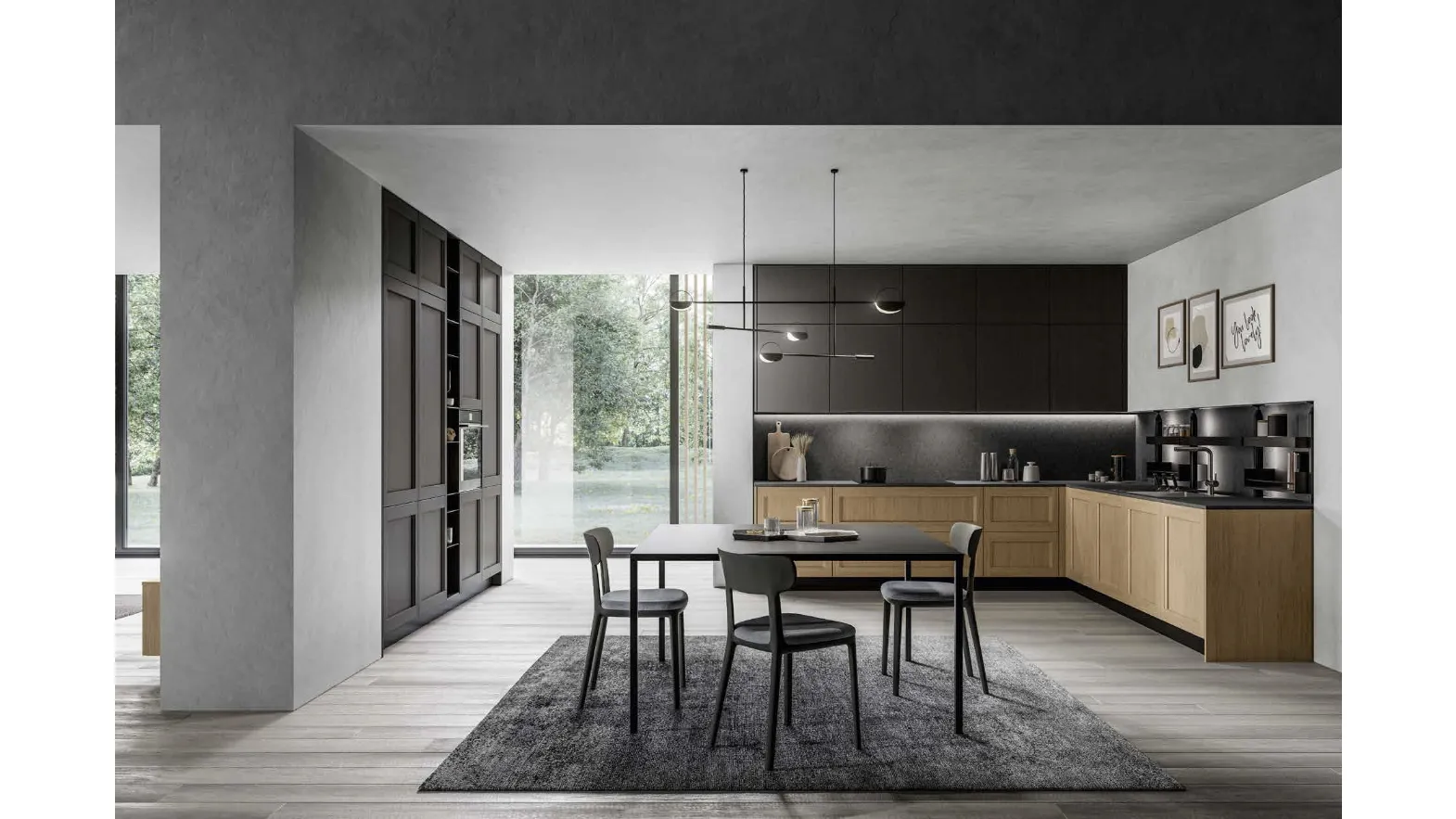 Cucina Moderna angolare in rovere brandy e laccato Frida 03 di Arredo3